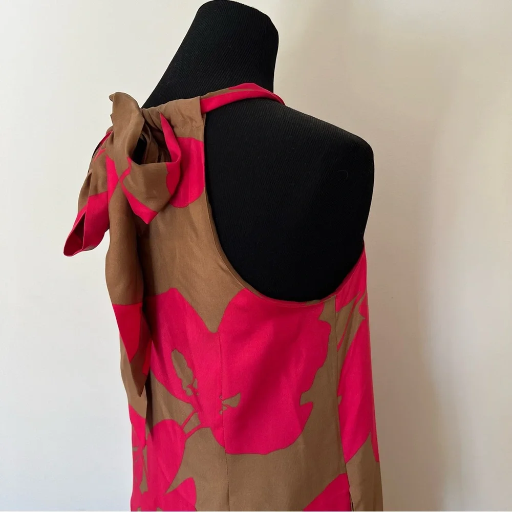 J. Crew Silk Brown and Pink Dress Size 10